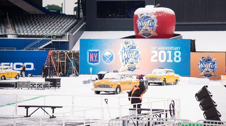 Preparations for the 2018 NHL Winter Classic at Citi Field...