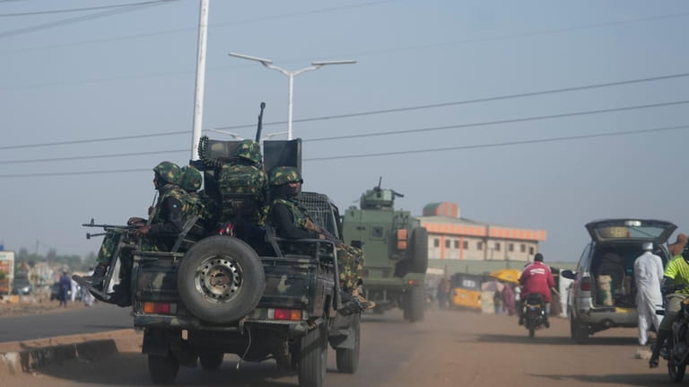 Nigeria army patrols along the Kaduna Birnin Gwari area in...