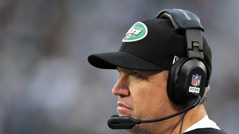 Rex Ryan looks on in the fourth quarter of a...