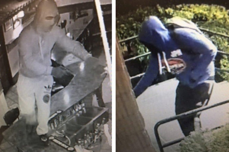 Suffolk County police have released surveillance images of men wanted...