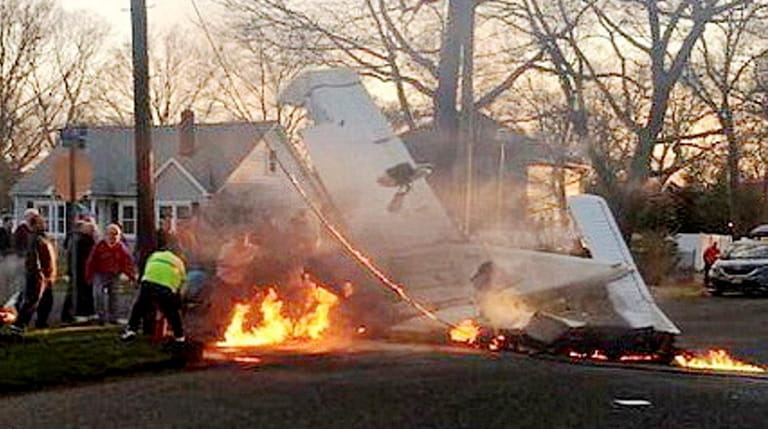 A small single-engine airplane crashed Sunday night, April 10, 2016,...