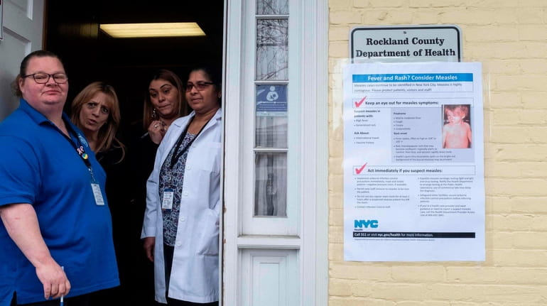Nurses wait for patients at the Rockland County Health Department...