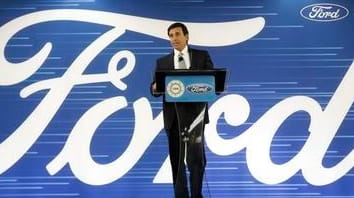 Ford President and CEO Mark Fields addresses the Flat Rock...