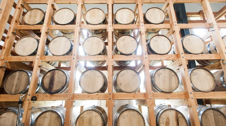 Barrel racks at the Sagaponack Farm Distillery.