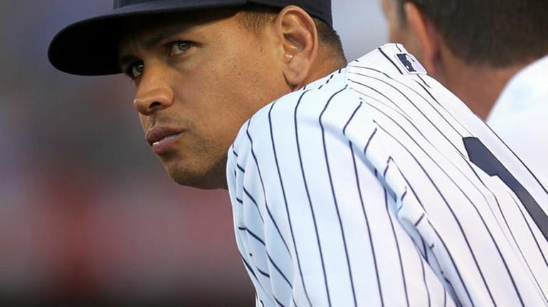 American League All-Star Alex Rodriguez looks on during the MLB...