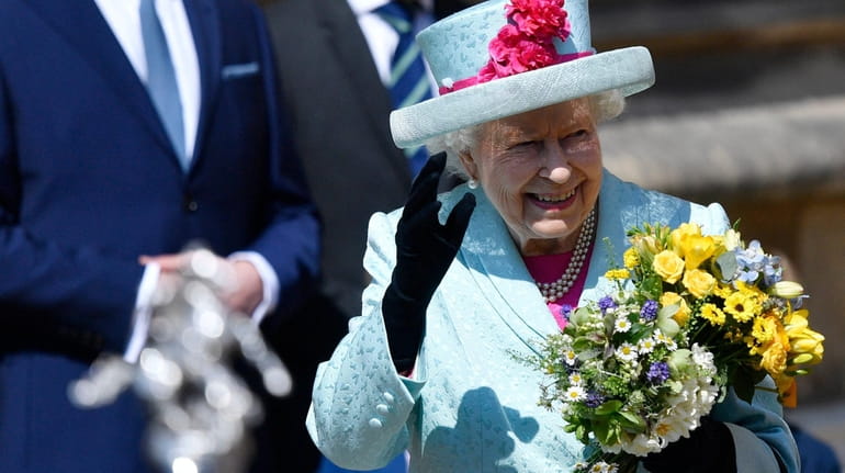 Britain's Queen Elizabeth leaves the annual Easter Sunday Service at...