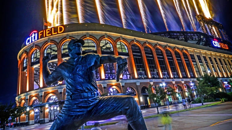 Fireworks explode over Citi Field and its new Tom Seaver statue...