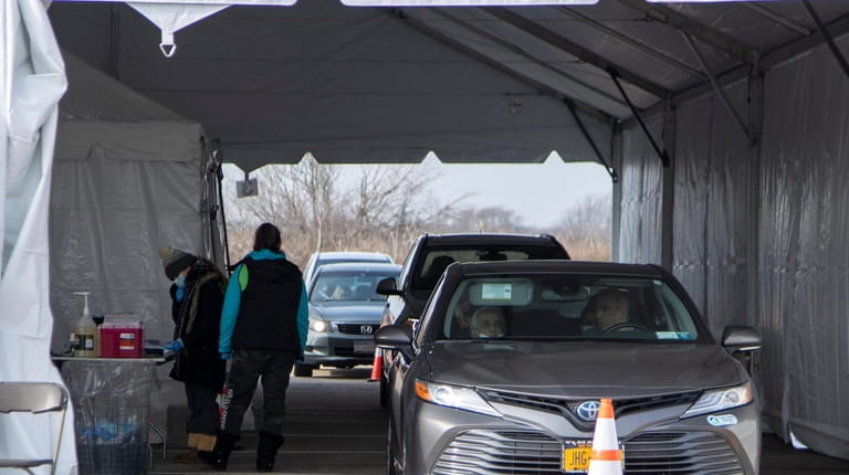 The state's first drive-thru COVID-19 vaccination center opens at Jones...
