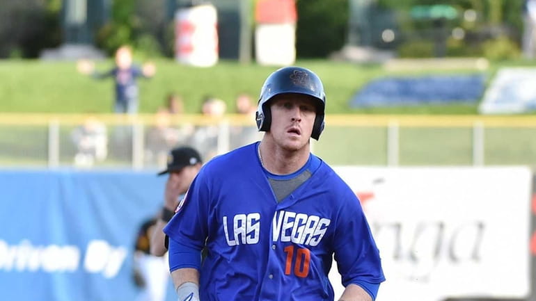 Allan Dykstra of the Las Vegas 51s rounds the bases...