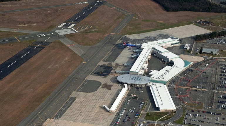 Aerial view of Long Island MacArthur Airport, dating to 2011.