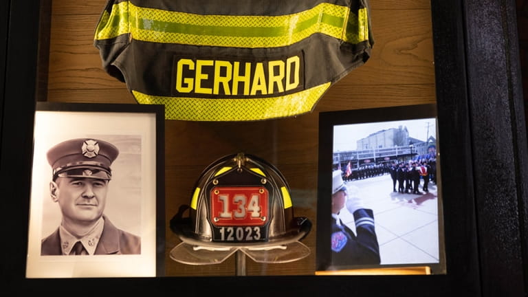 A display honoring Gerhard at the Ladder 134 firehouse.