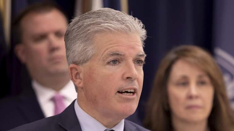 Suffolk County Executive Steve Bellone speaks during a news conference...