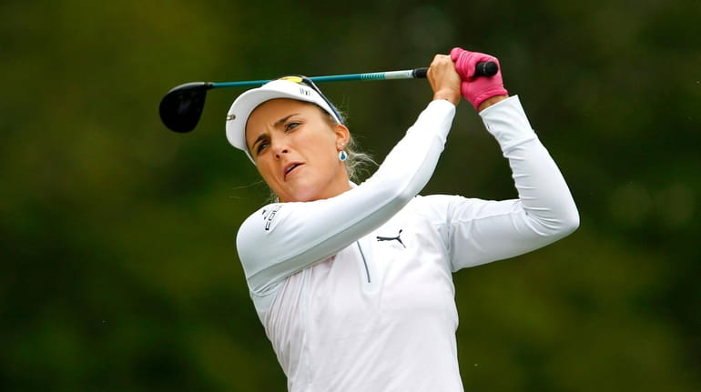 Lexi Thompson hits from the second tee during the third...