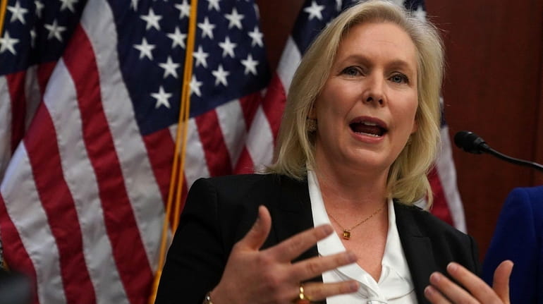 U.S. Sen. Kirsten Gillibrand (D-NY) speaks during a news conference...