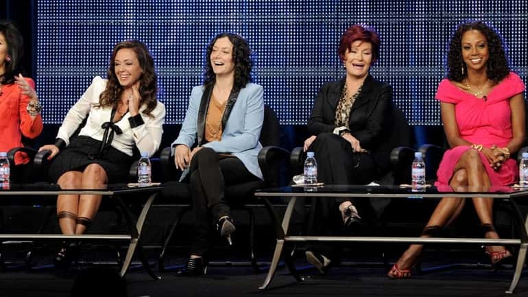 Panelists and hosts of "The Talk", Julie Chen, left, Leah...