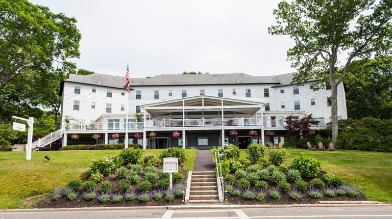 Front exterior of the Pridwin Resort Hotel on Shelter Island. 