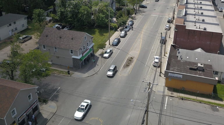 An aerial view of Sheridan Street at Prospect Avenue in...