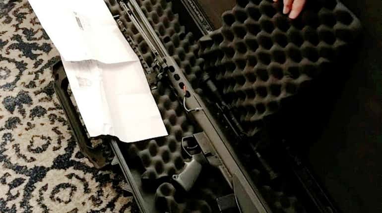 A 51-pound package containing an assault rifle was delivered erroneously...