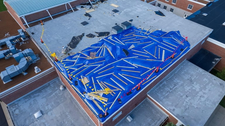 The roof of the auxilary gym at Mattituck-Cutchogue Junior-Senior High...