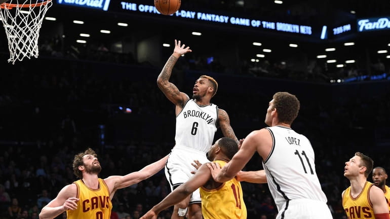 Brooklyn Nets guard Sean Kilpatrick sinks a basket against the...