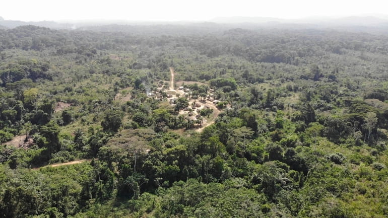 Yarkpa Town stands out in the surrounding rainforest in Rivercess...