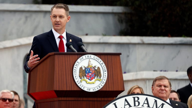 Alabama Secretary of State Wes Allen speaks during his inauguration...