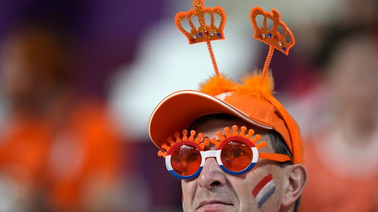 A fan of the Netherlands at the stand prior the...