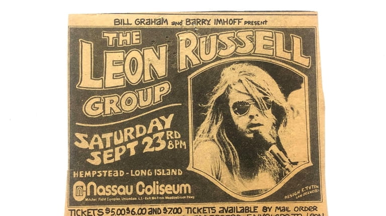 Newspaper ad for Leon Russell's 1972 concert at Nassau Coliseum.