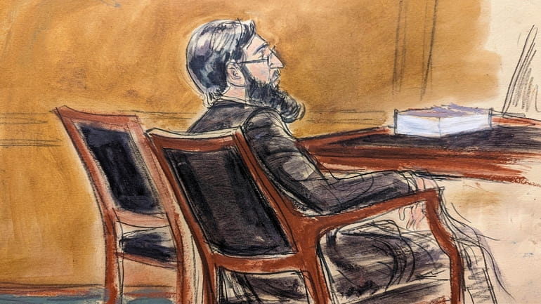In this courtroom sketch, Sayfullo Saipov sits in federal court in...