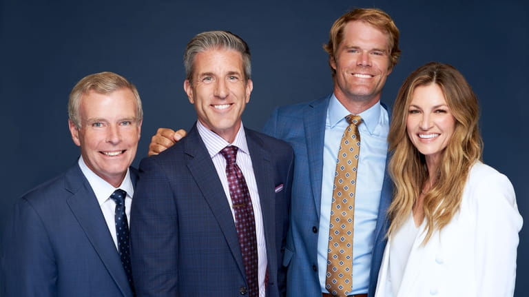 Fox Sports NFL broadcasting team, from left: Tom Rinaldi, Kevin...