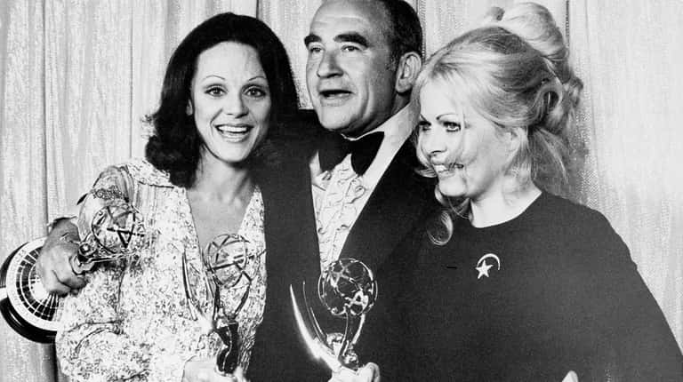 From left, Valerie Harper, Ed Asner and Sally Struthers at the...