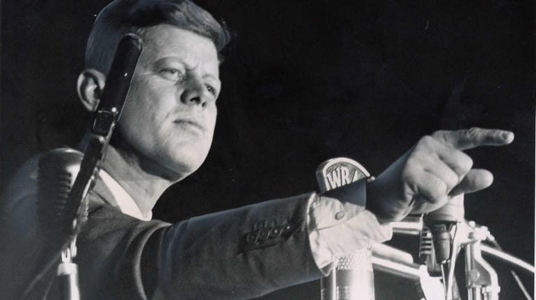 Sen. John F. Kennedy speaks at the Long Island Arena...