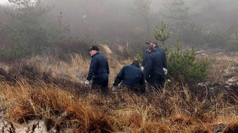 New York State Police search brush near Field 6 at...