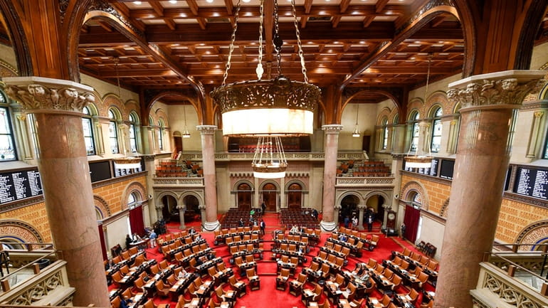 The Assembly Chamber is pictured during a legislative session at...