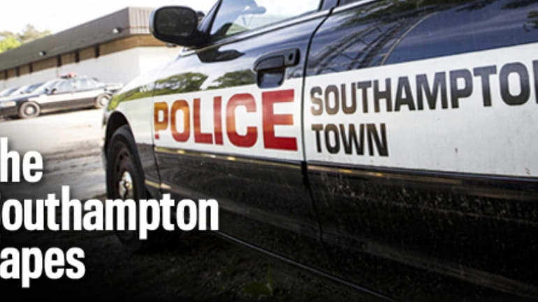 A Southampton Town police car parked in front of department...
