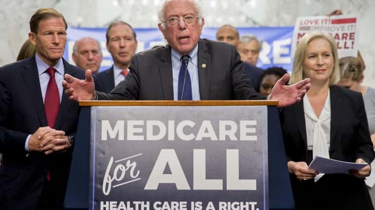 Sen. Bernie Sanders (I-Vt.) announces his bill for a government-run,...
