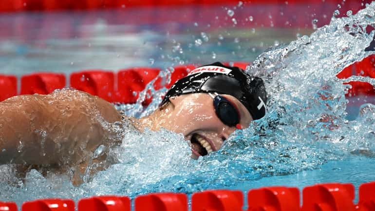 Katie Ledecky of the United States competes in the Women...
