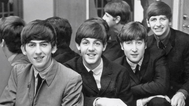 The Beatles, from left: George Harrison (1943-2001), Paul McCartney, John...