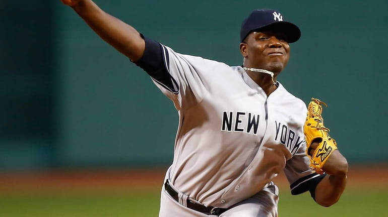 Michael Pineda delivers a pitch against the Boston Red Sox...
