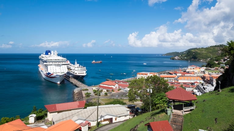 Cruise ships in port at St George's in Grenada. 