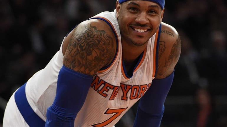 New York Knicks forward Carmelo Anthony against the Boston Celtics...