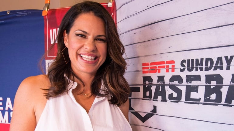 Jessica Mendoza in the booth during a Sunday Night Baseball...
