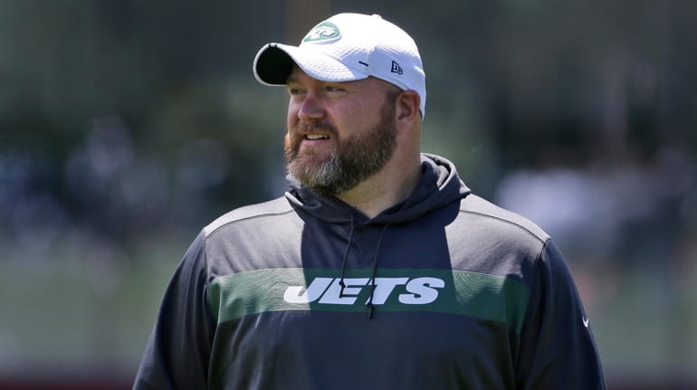 New York Jets general manager Joe Douglas during a practice...
