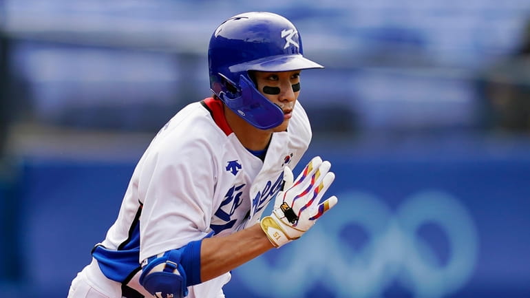 South Korea's Jung Hoo Lee plays during a baseball game...