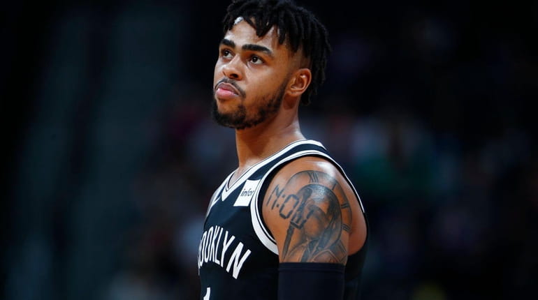 Nets guard D'Angelo Russell, here during a game in Denver...