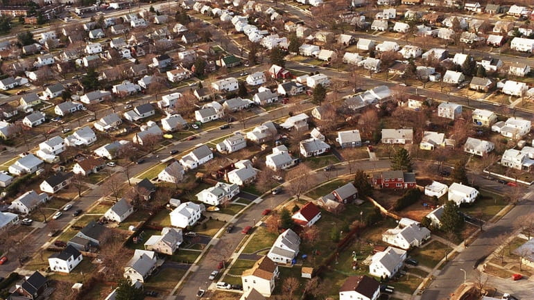 Levittown, looking northwest from Wolcott Road on the right to...