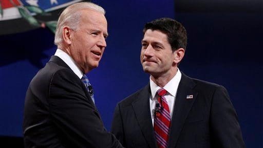 Republican vice-presidential candidate, Rep. Paul Ryan, R-Wis., right, greets Vice...