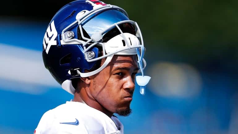 New York Giants wide receiver Wan'Dale Robinson participates in team...
