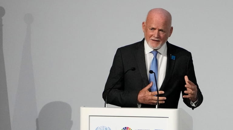 Peter Thomson, United Nations' Special Envoy for the Ocean, addresses...