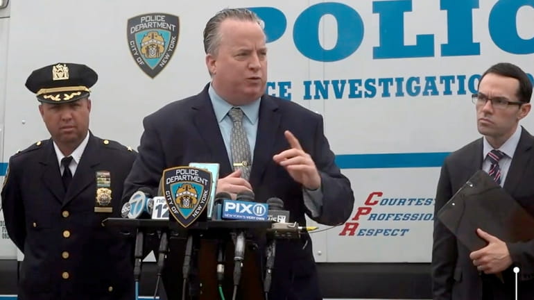NYPD Deputy Chief John Chell at a news conference Saturday,...